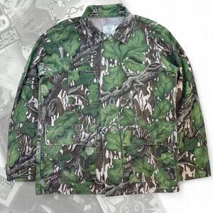 True Vintage 80’s Mossy Oak Full Foliage 3 Three Pocket Camo Hunting Jacket